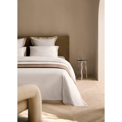 Housse de couette coton percale bord lin lit 90 cm MANGO HOME