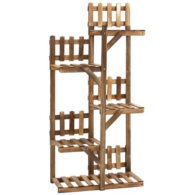 Étagère à fleurs en bois - porte plante bois 6 tablettes bois sapin OUTSUNNY