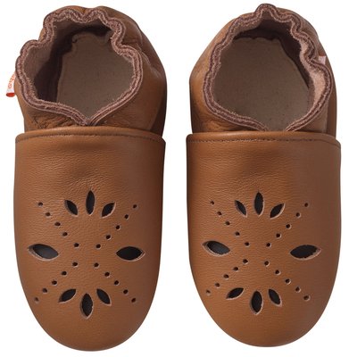 Chaussons cuir souple uni pétales TICHOUPS