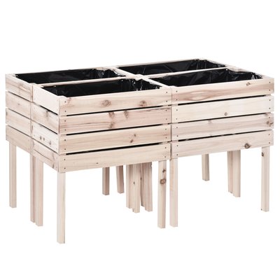 Lot de 4 jardinières sur pied modulables bois sapin naturel OUTSUNNY
