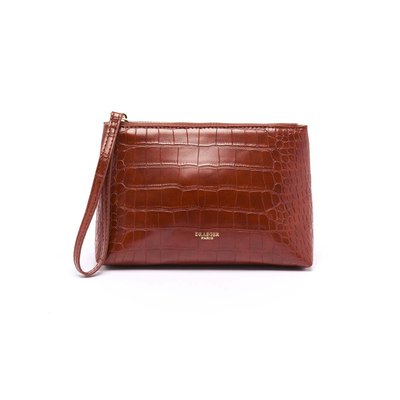 Grande Pochette Croco - Cognac DRAEGER PARIS