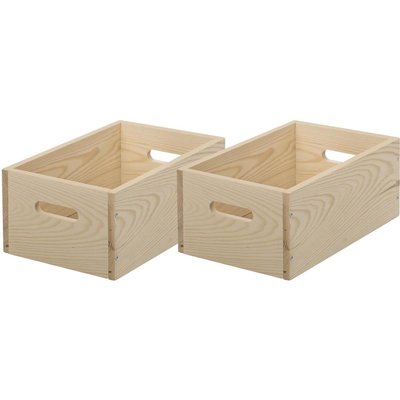 Caisse en bois brut de rangement (Lot de 2) JARDINDECO