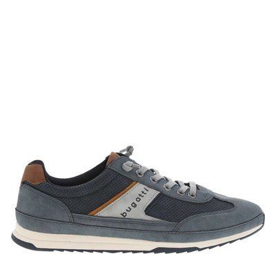Sneakers marine à talon plat avec lacets plats élastiqués et semelle blanche BUGATTI