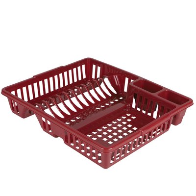 Égouttoir à vaisselle en plastique rouge bordeaux 47x39x10cm WADIGA
