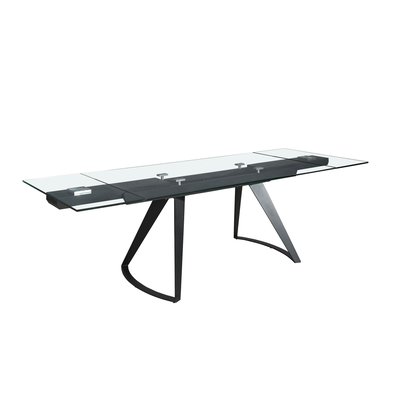 Table à manger extensible rectangulaire en verre trempé et acier ANGEL CERDA