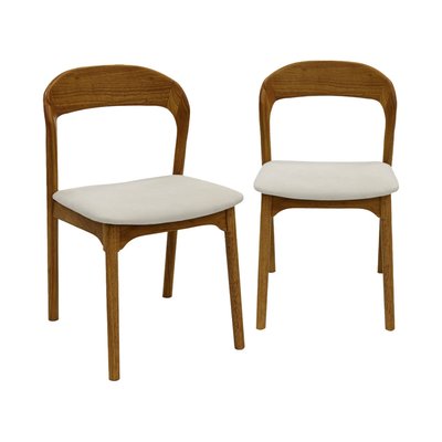 Chaise vintage bois d'hévéa et tissu (lot de 2) ATHENA SWEEEK