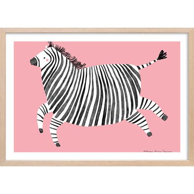 Affiche enfant zèbre rose HEXOA