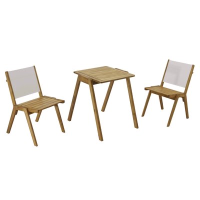 Table de jardin carrée 67 x 80 x 76 cm en bois d'eucalyptus FSC® et 2 chaises OVIALA