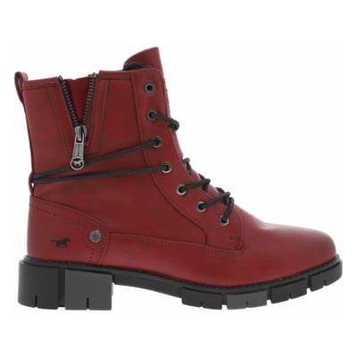 Bottines noires à talon décroché bas avec un zip des lacets ronds MUSTANG
