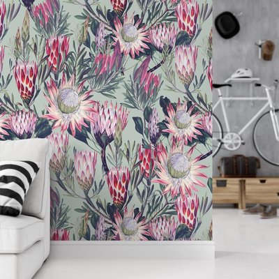 Papier peint botanique avec fleurs tropicales - 510x260 cm (l x h) LA TOUCHE ORIGINALE