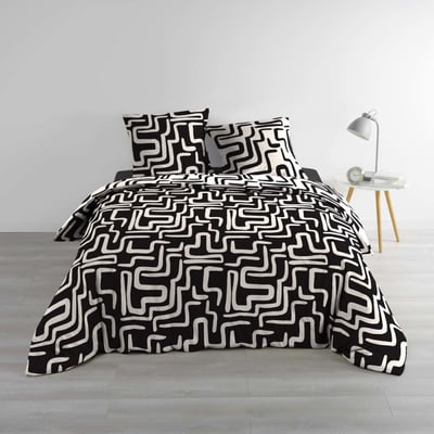 Housse de couette 100% coton finition pression + 2 taies d’oreiller DECORATIE