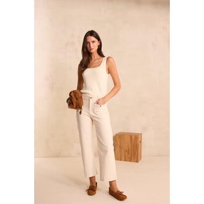 Jean large et cropped en coton mélangé MAE Maison 123