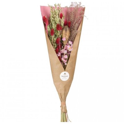 Bouquet Fleurs Séchées Rose/Rouge field NATURALYS
