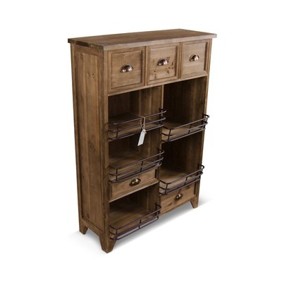 Meuble Rangement Bois 2 Tiroirs Marron DECORATION D’AUTREFOIS