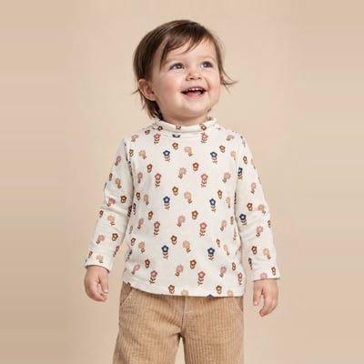 T-shirt manches longues col roulé imprimé en coton BIO GOTS BOUT'CHOU