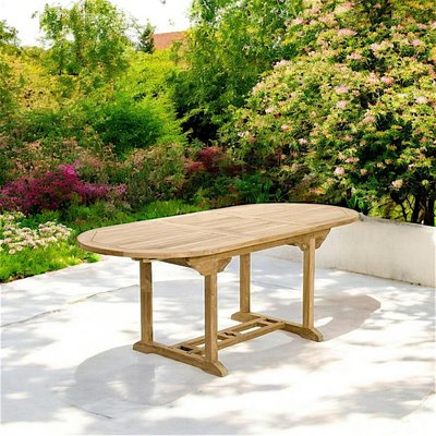 Table de jardin extensible ovale en bois de teck massif 150/200x90cm SUMMER 10 personnes PIER IMPORT