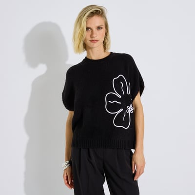 Pull sans manches motif fleur GRAIN DE MALICE