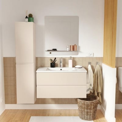 Ensemble meuble vasque 80cm avec robinet, miroir et colonne SORRENTO MOB IN