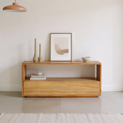 Meuble TV en teck massif 90 cm 1 tiroir  NIDO BERAH GETAH