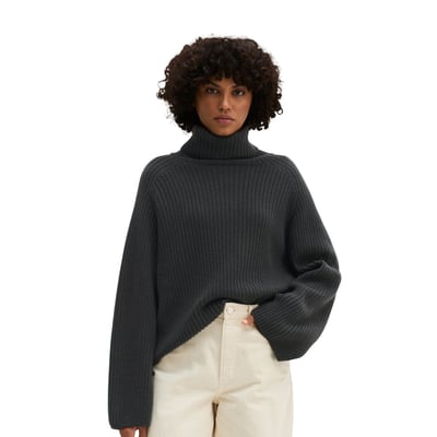 Pull à col roulé côtelé loose en doux mélange de laine vierge MARC O'POLO