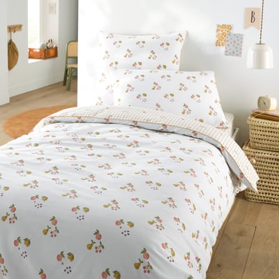 Lilac Fruit Print 50% Recycled Cotton Child's Duvet Cover LA REDOUTE INTERIEURS