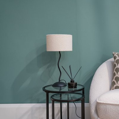 Wiggle Black Metal Table Lamp with Boucle Shade SO'HOME