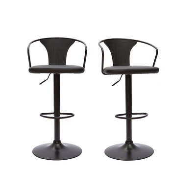Tabourets de bar industriels réglables noirs (lot de 2) BECKETT MILIBOO