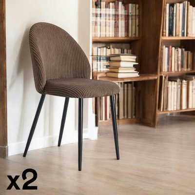 Chaise en tissu côtelé taupe (lot de 2) IENA PIER IMPORT