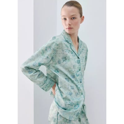 Chemise pyjama imprimée passepoil MANGO