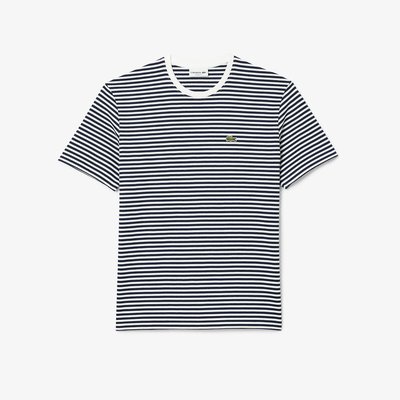 Camiseta de punto a rayas de cuello redondo LACOSTE