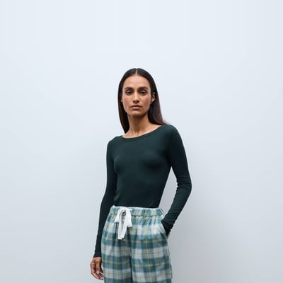 Pantalon à carreaux en coton gratté MONOPRIX