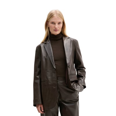Blazer en cuir coupe classique en cuir nappa d'agneau souple MARC O'POLO