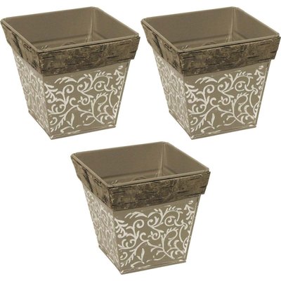 Cache pot en zinc et écorces (Lot de 3) AUBRY GASPARD