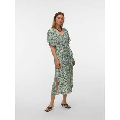 Robe longue imprimée manches courtes avec ceinture VERO MODA