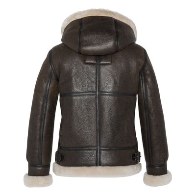Blouson bombardier B-3 à capuche, cuir de mouton SCHOTT