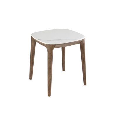 Table d'angle marbre porcelaine et noyer ANGEL CERDA