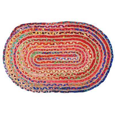 Tapis ovale coloré en jute et coton India 90 x 60 cm AUBRY GASPARD