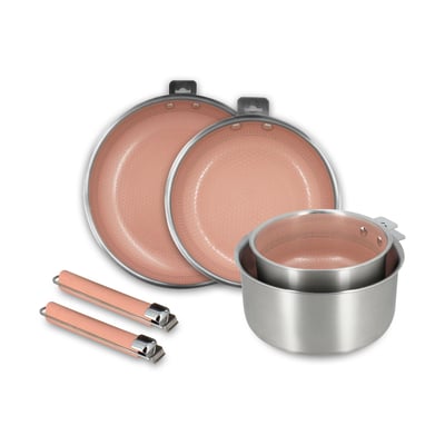 Batterie de cuisine 4 pièces en acier inoxydable avec 2 poignées, AGLAE MENASTYL