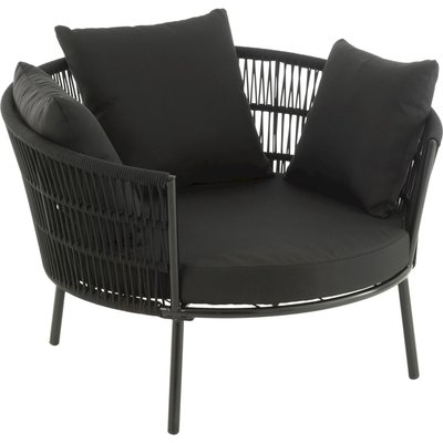 Chaise lounge noire design en fer et rotin confort élégant RECOLLECTION