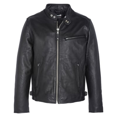 Blouson motard noir, cuir de vachette SCHOTT