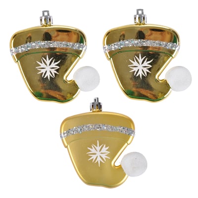 Set de 3 suspensions bonnet de noel or EDEN