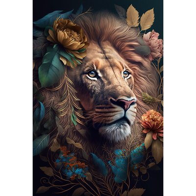 Tableau mural lion roi fleuri CEANOTHE