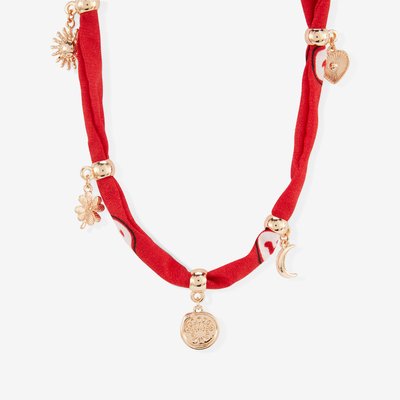 Collier tissu rouge à charms BALABOOSTE