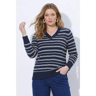 Pull en coton bio, motif à rayures ULLA POPKEN