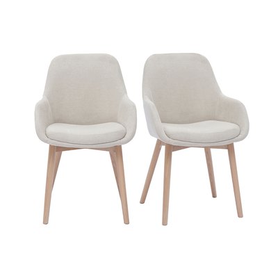 Chaises scandinaves en tissu effet velours texturé terracotta et bois clair massif (lot de 2) HOLO MILIBOO