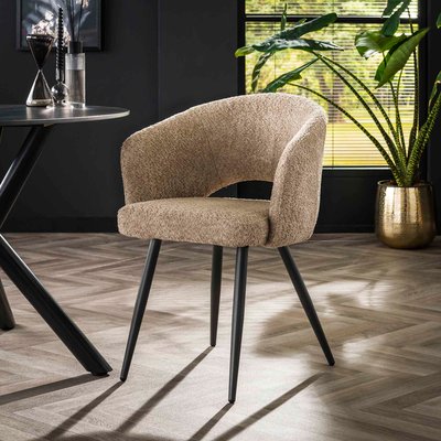 Fauteuil de table beige en bouclette style design (lot de 2) GALWAY PIER IMPORT