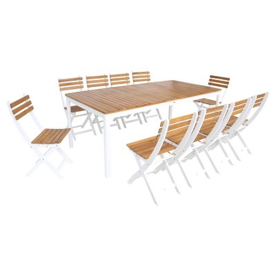 Table de jardin bois d'acacia 10 chaises CALENA + SENORA SWEEEK