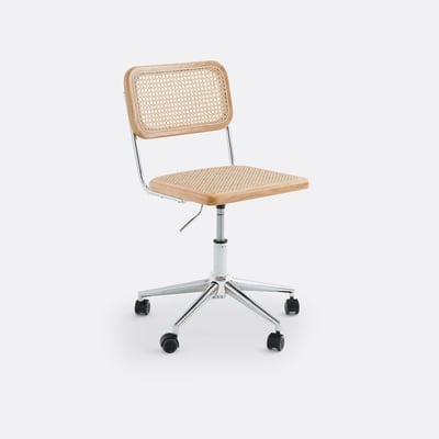 Chaise de bureau cannage à roulettes, Cedak LA REDOUTE INTERIEURS