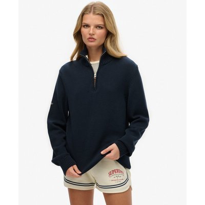 Pull oversize à col zippé en maille de coton Classics SUPERDRY