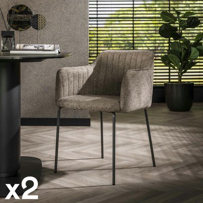 Fauteuil de table taupe en tissu à larges côtes (lot de 2) NOVA PIER IMPORT